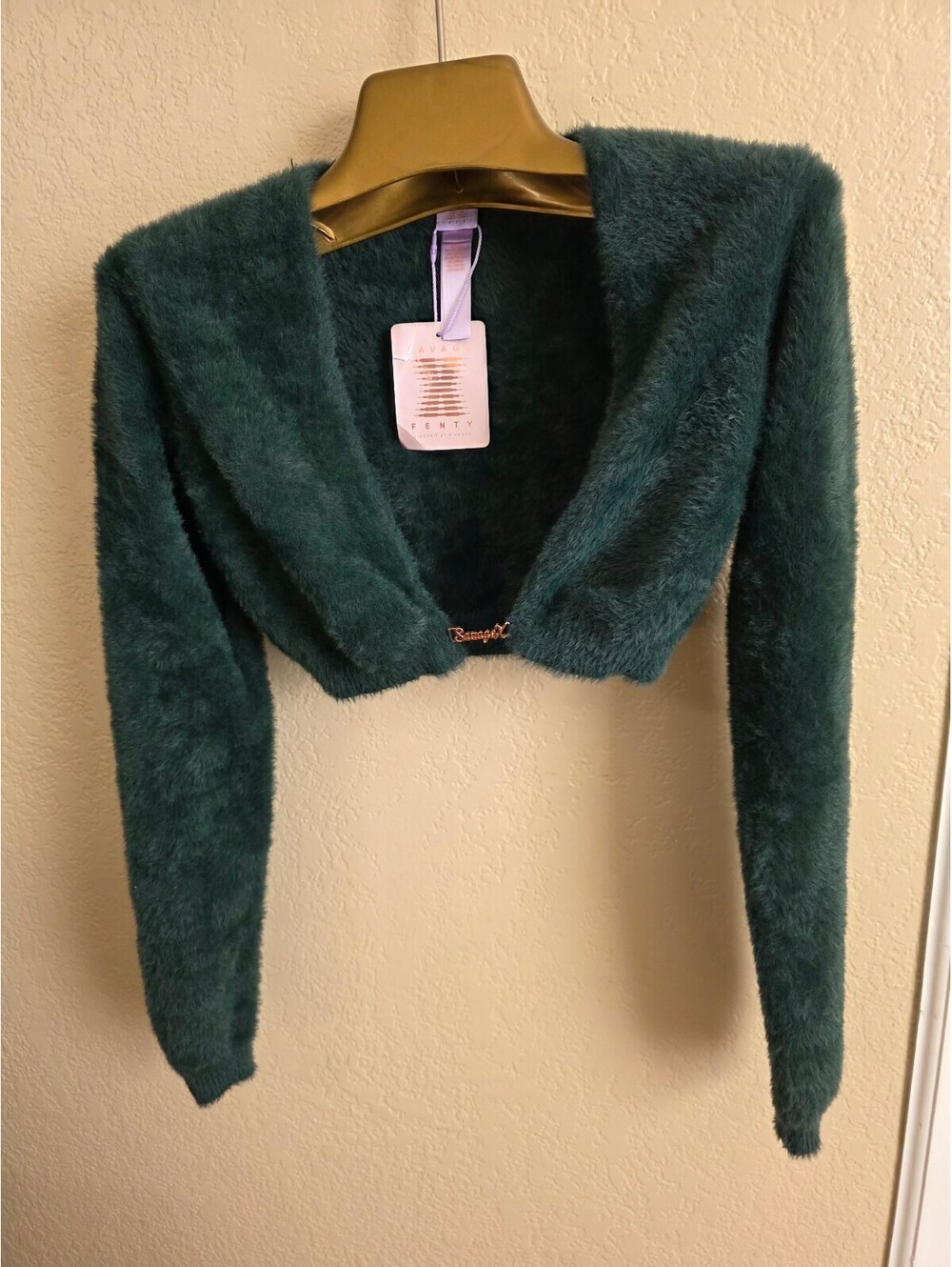 Savage Fenty Fluff It Up PJ Top in Dark Green, Size Small
